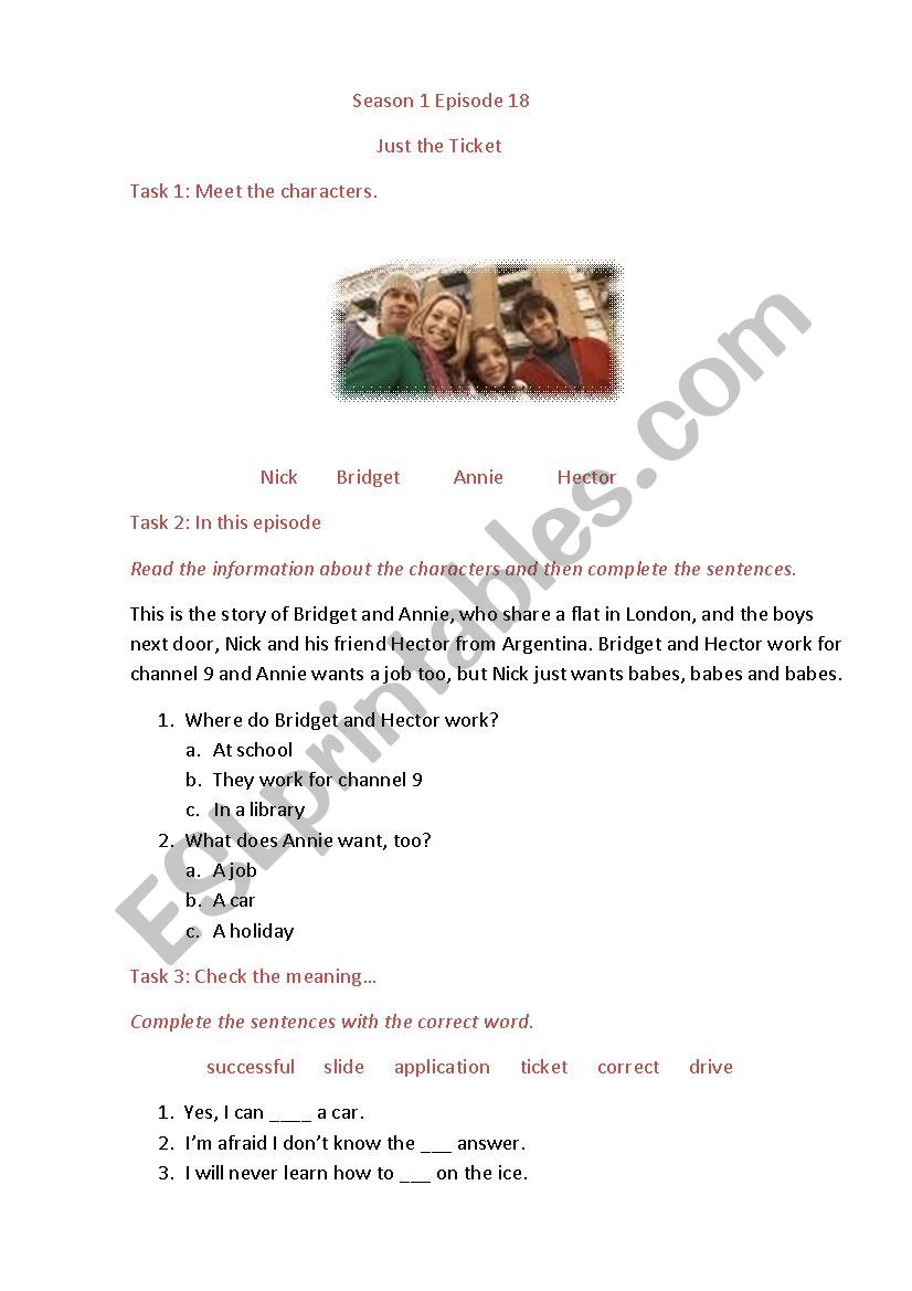 Extra Episode 18 worksheet