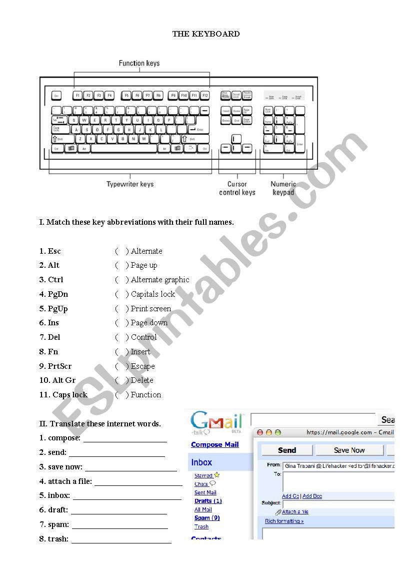 Computer vocabulary worksheet