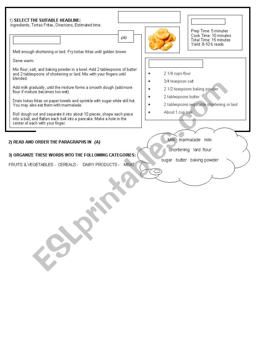 recipie worksheet