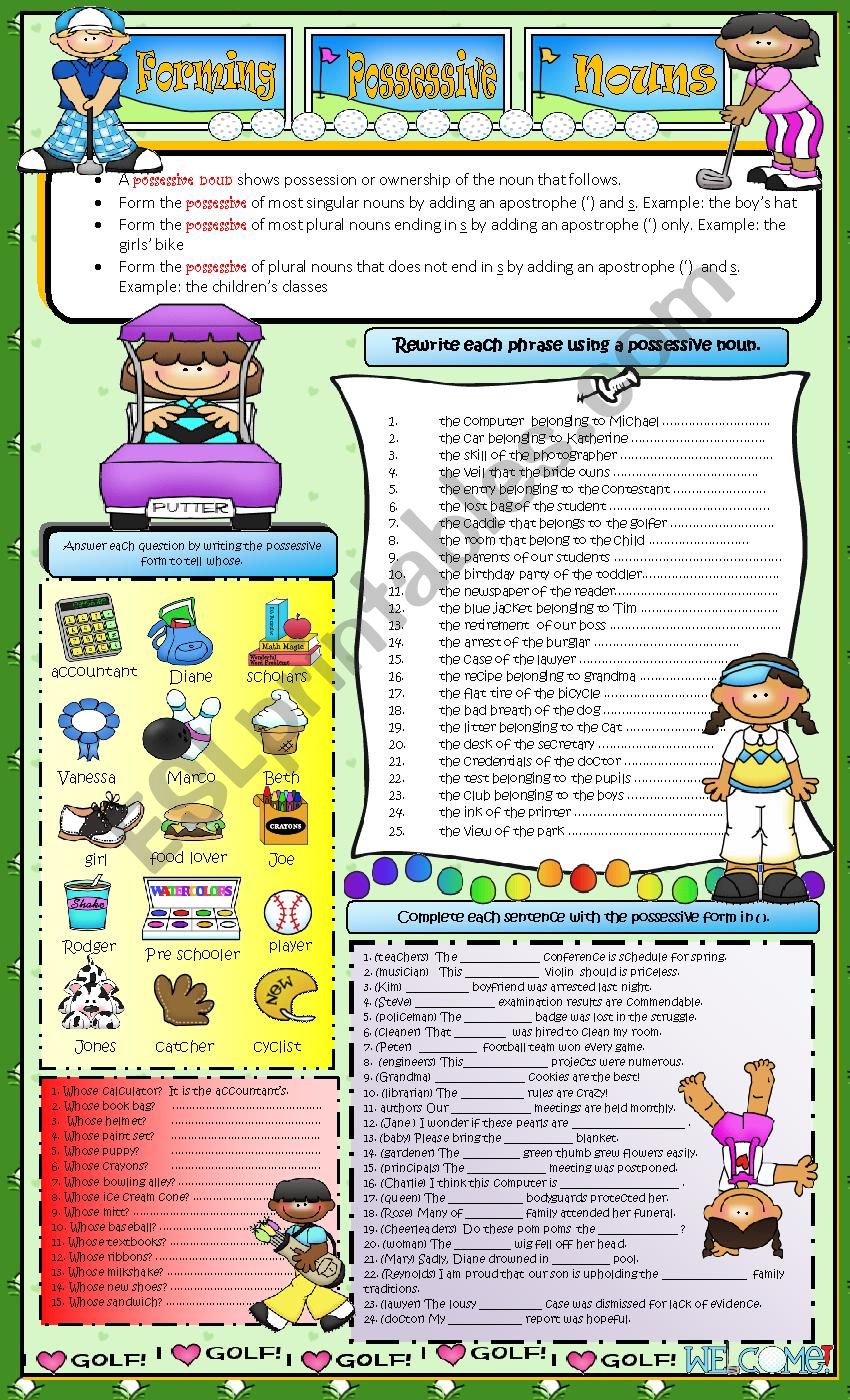 Forming Possessives Worksheet 2nd Grade