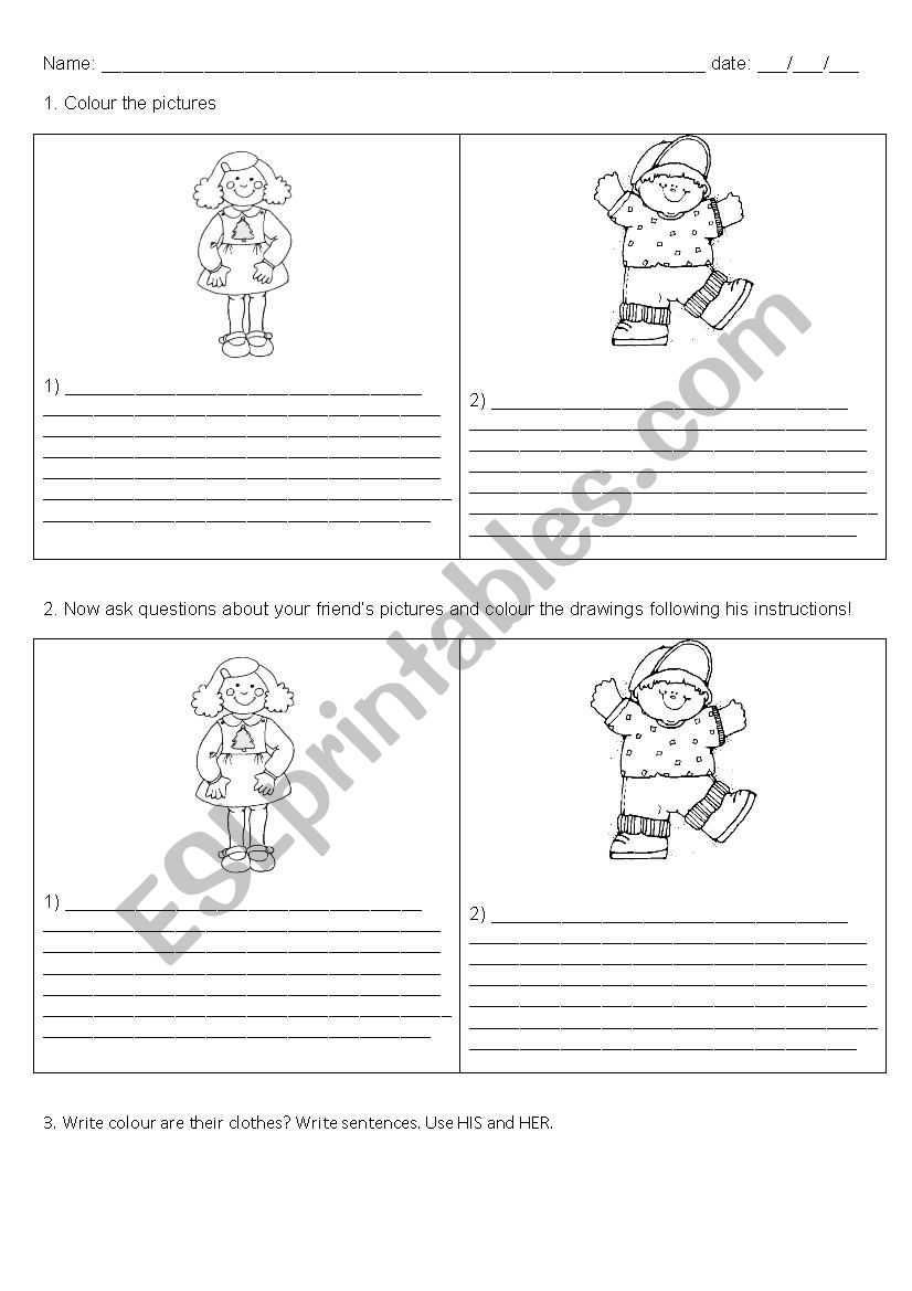 speaking activity clothes worksheet