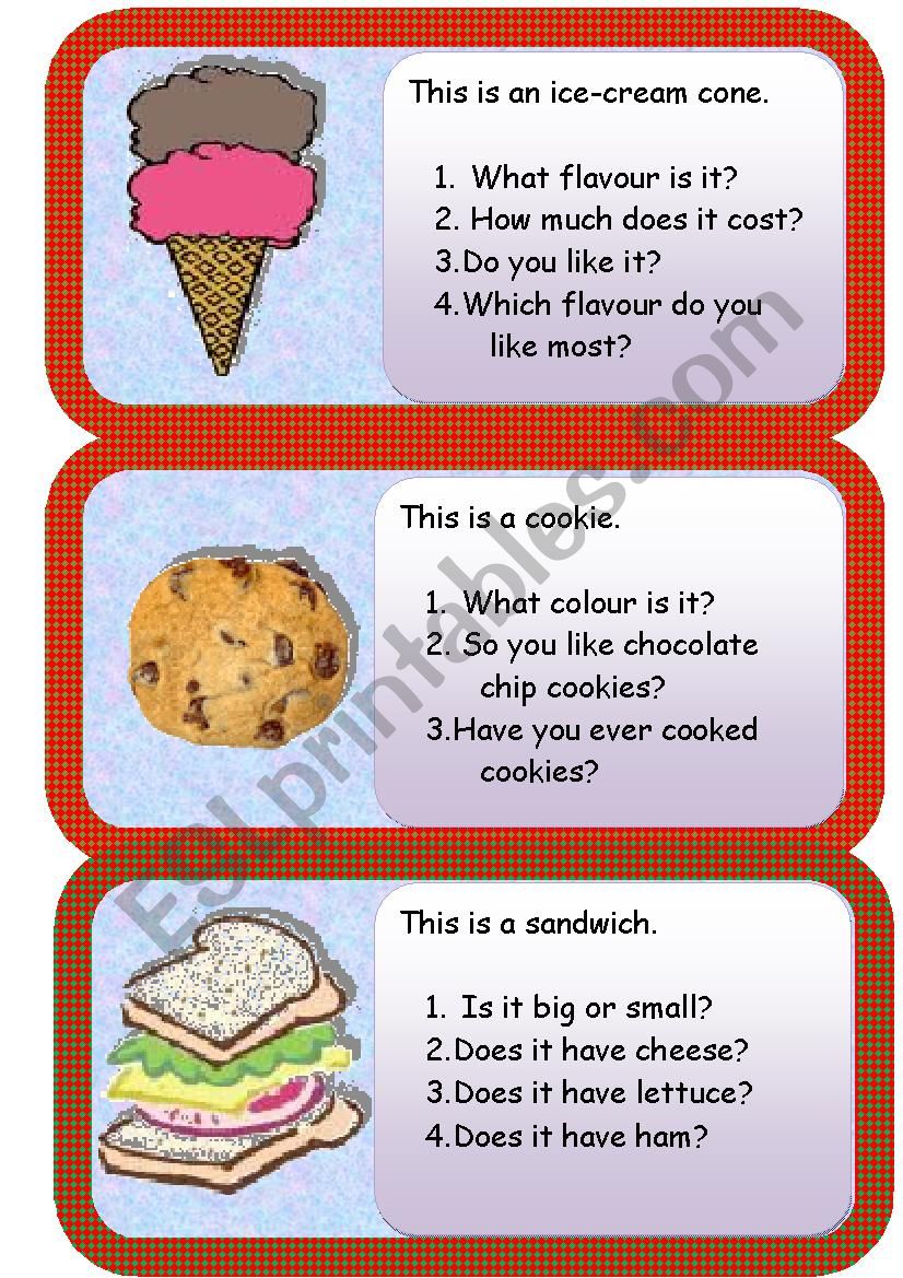 Food Mini comprehensions worksheet