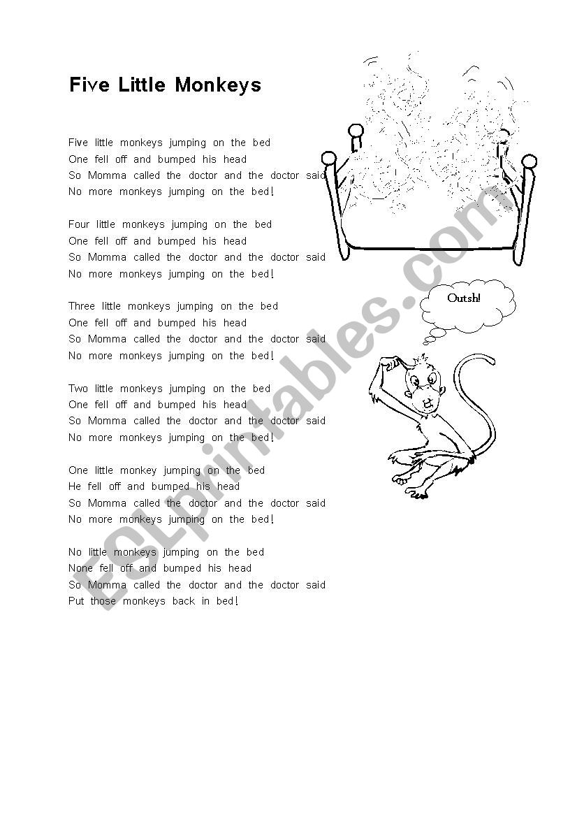 Five little monkeys worksheet