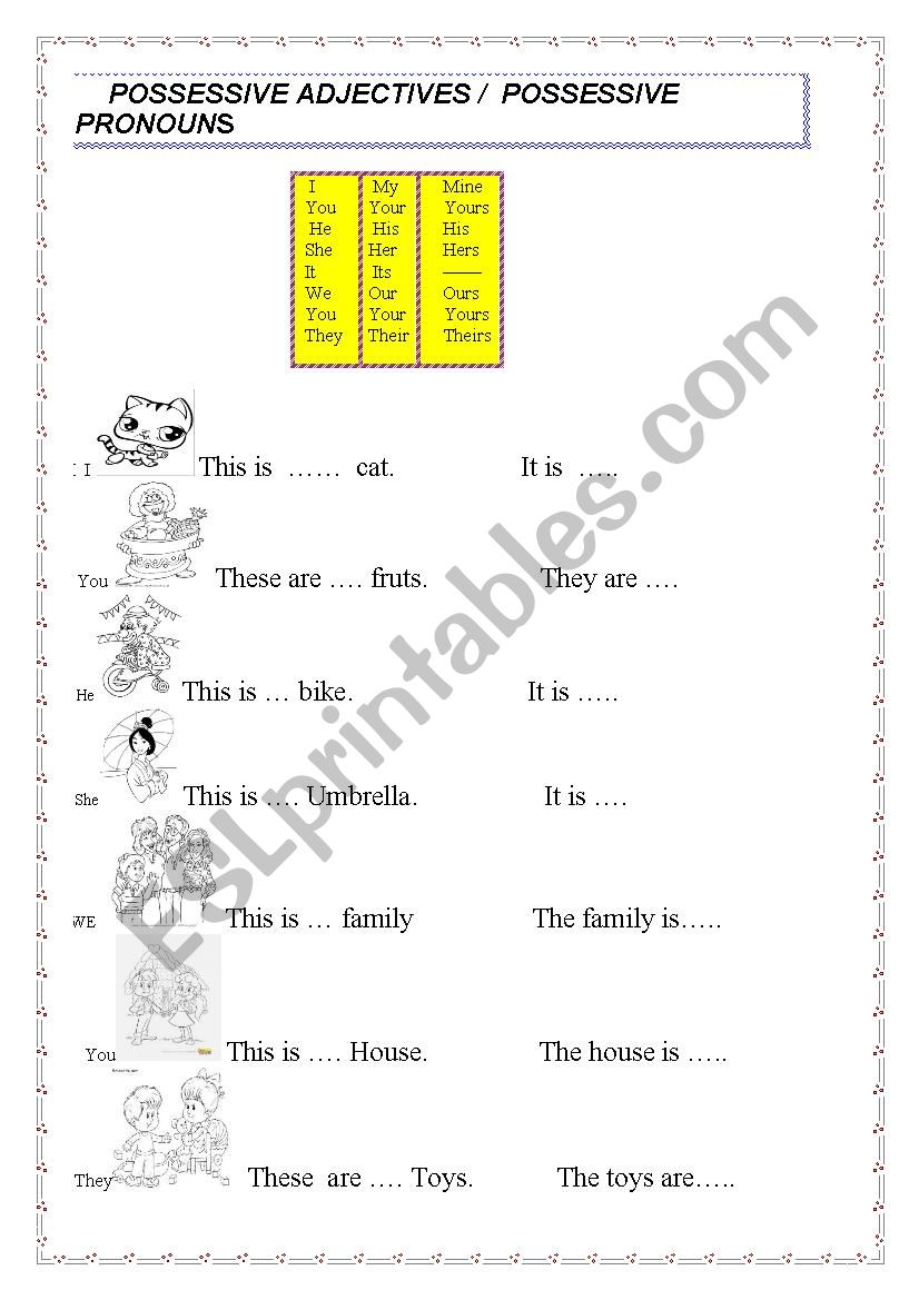 POSSESSIVE ADJECTIVES /  POSSESSIVE PRONOUNS