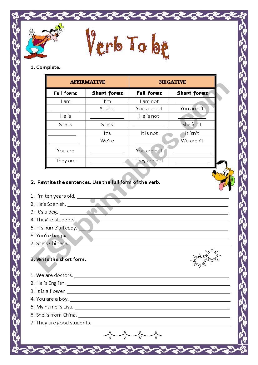 Verb To Be  worksheet