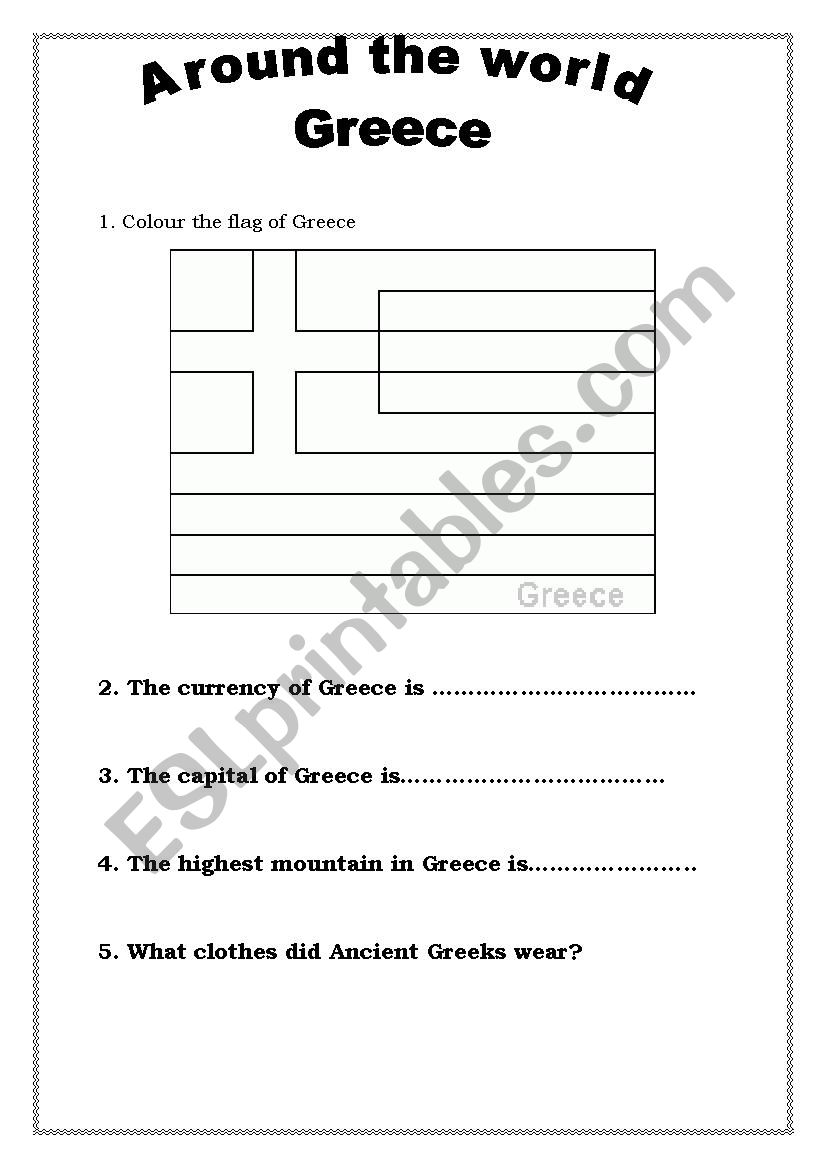 Around the world 8 - Greece worksheet