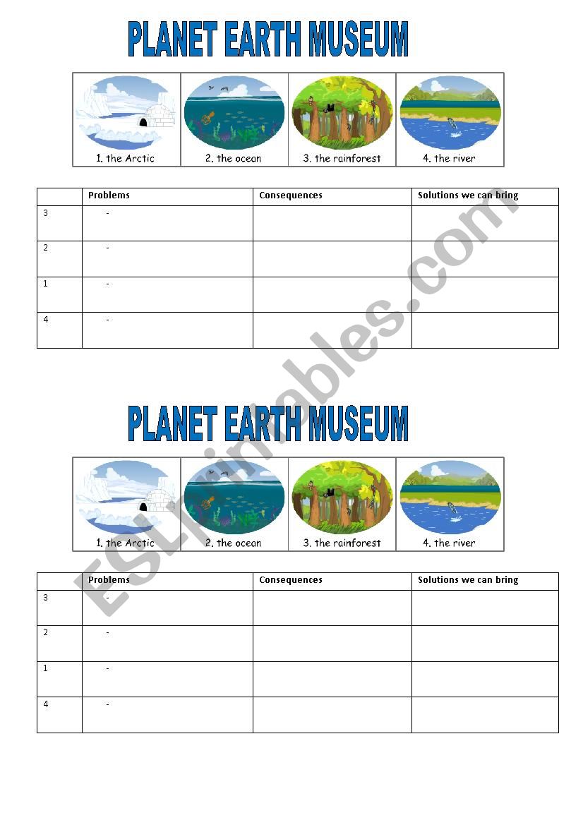 Planet earth museum worksheet