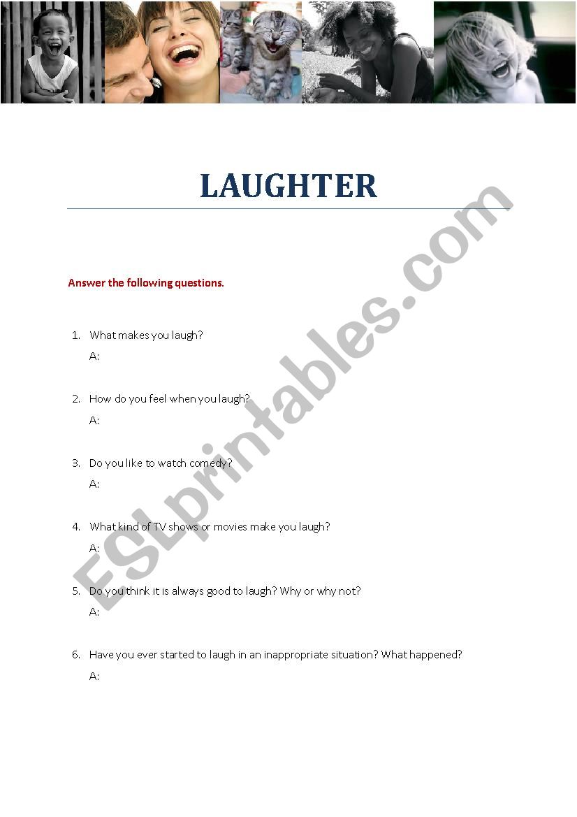 Laughter worksheet