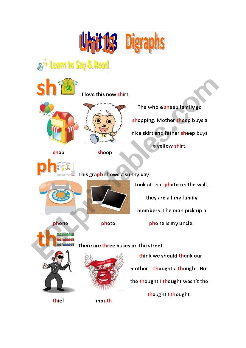 A Series of Phonics Printables Unit 18 1/2