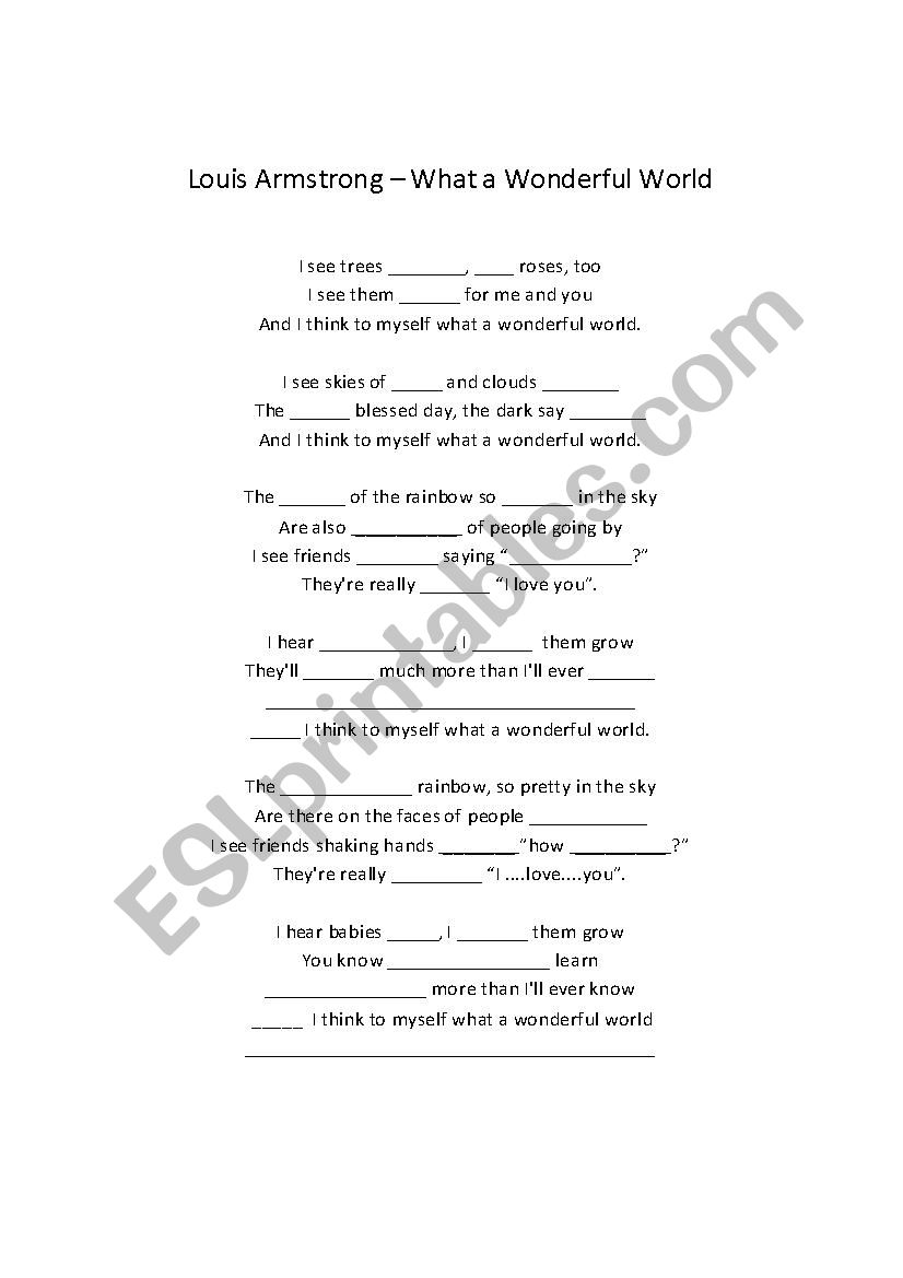 we are the world lyrics singers - ESL worksheet by Flor1801