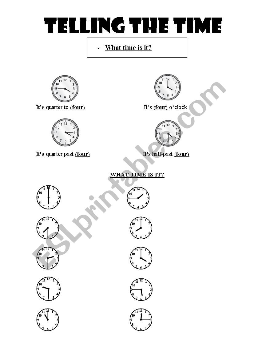 TELLING THE TIME worksheet