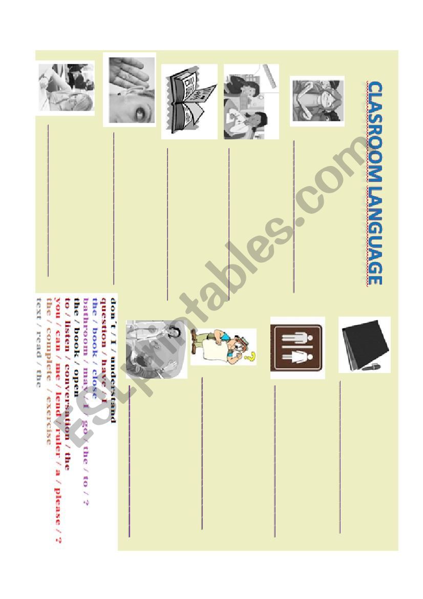 Classroom Language worksheet