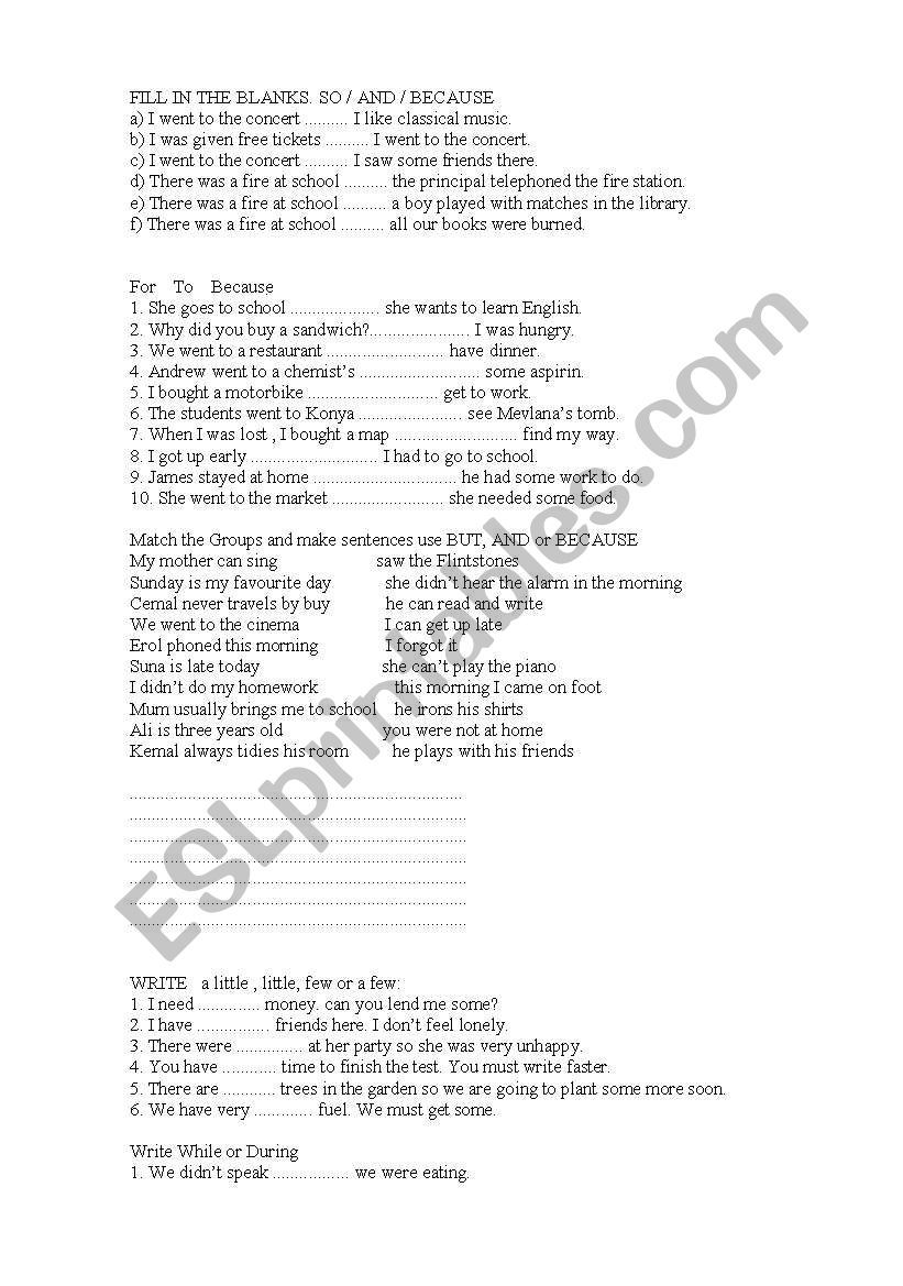 Conjunctions worksheet