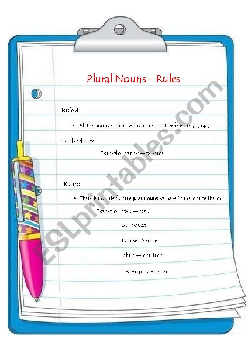 plural nouns worksheet