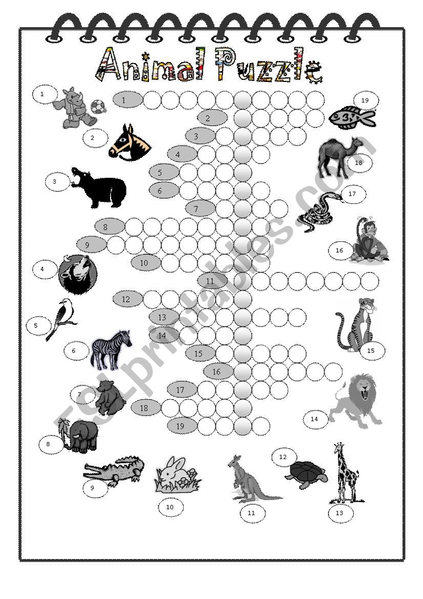 Animal Crossword with Secret Message