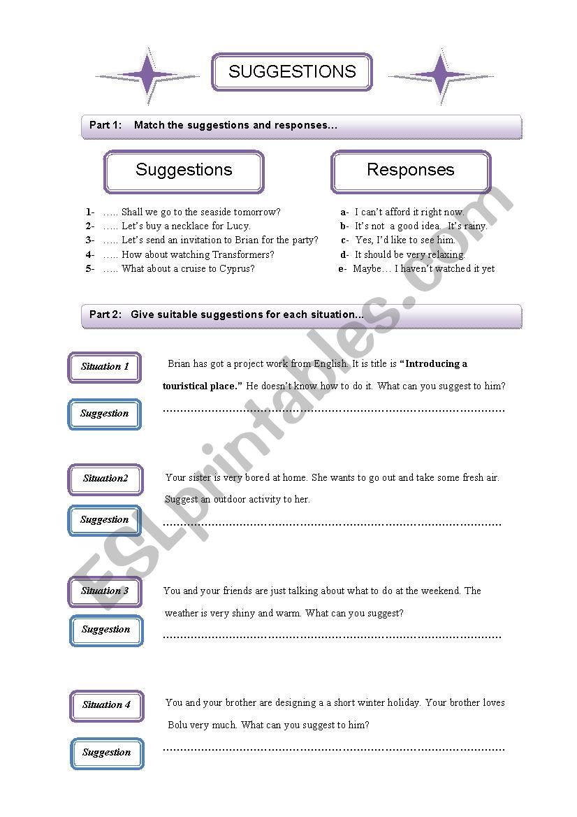 Suggestion worksheet