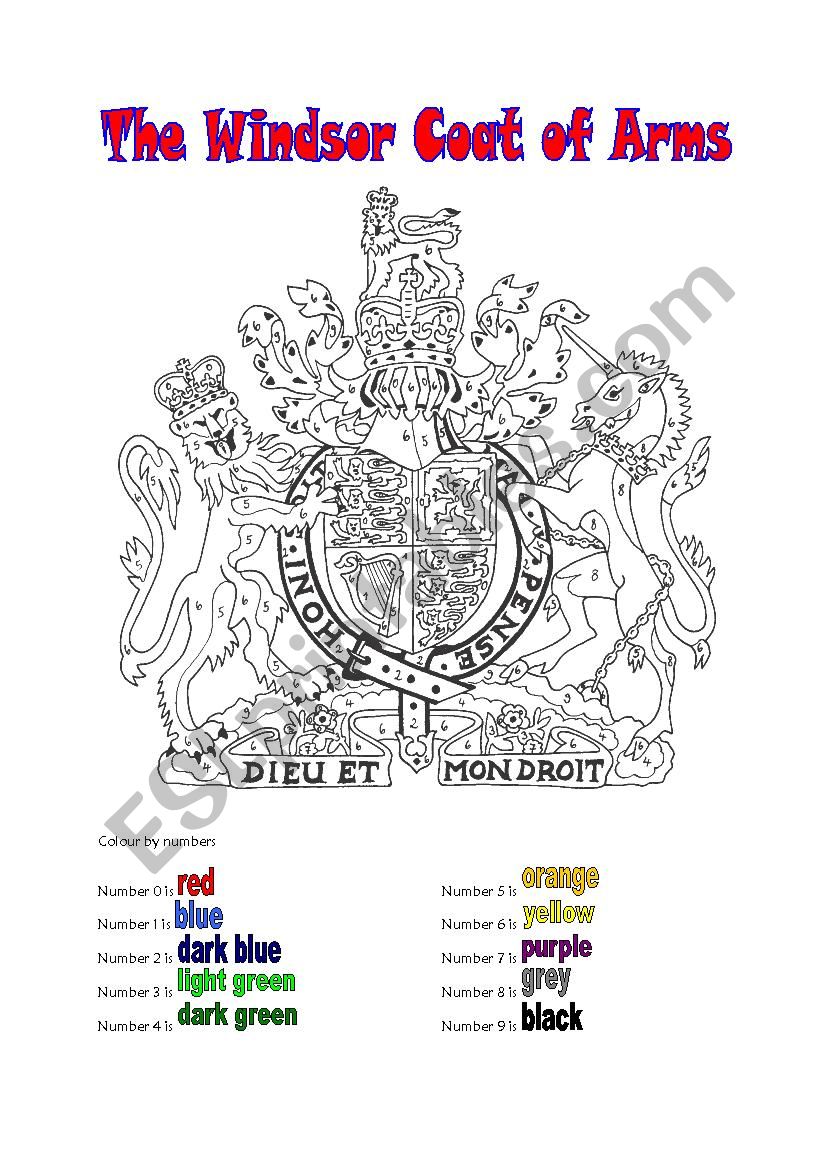 The Windsor Coat of Arms worksheet