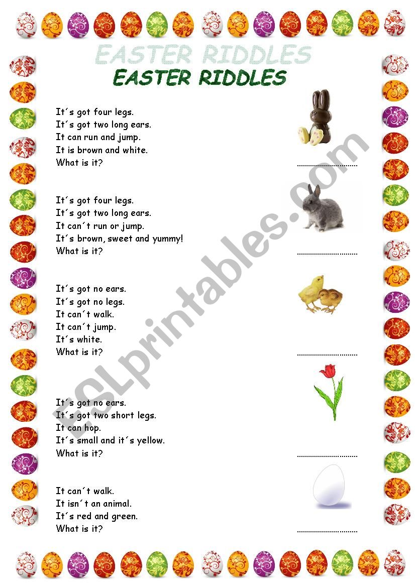 Easter riddles for very young learners