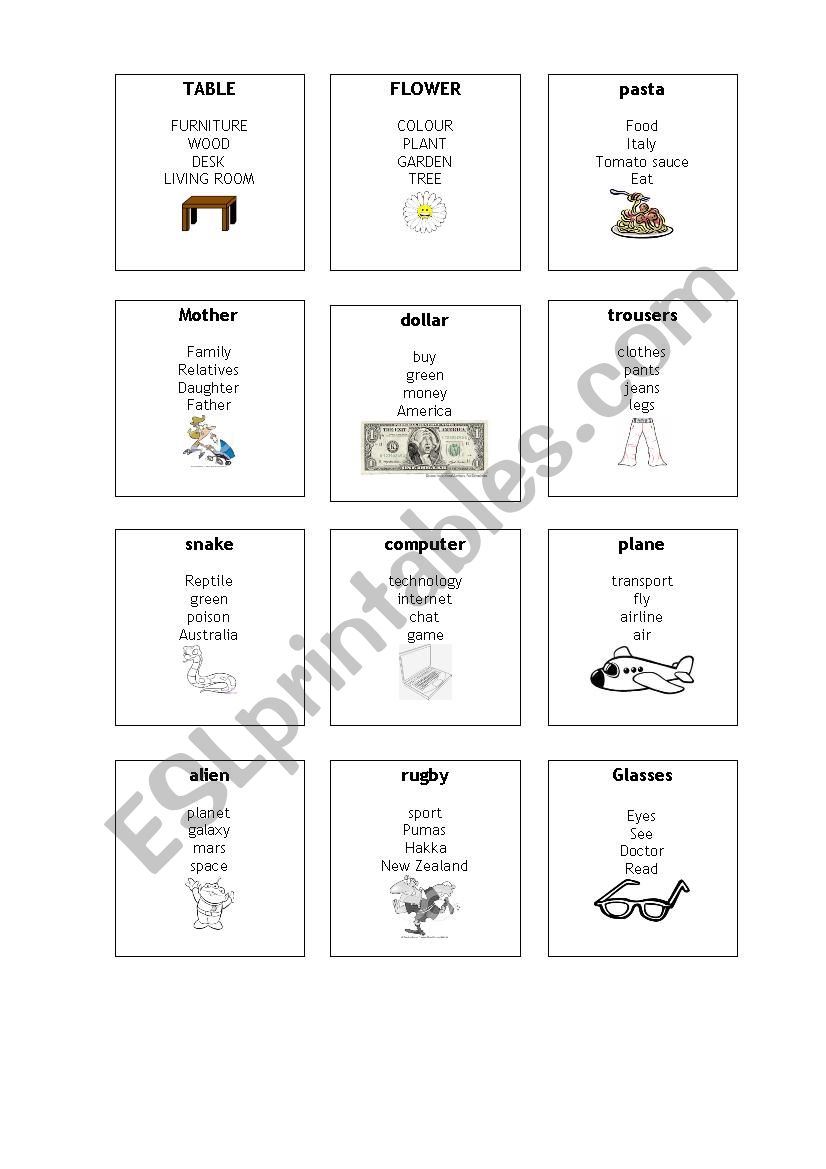 speaking game worksheet