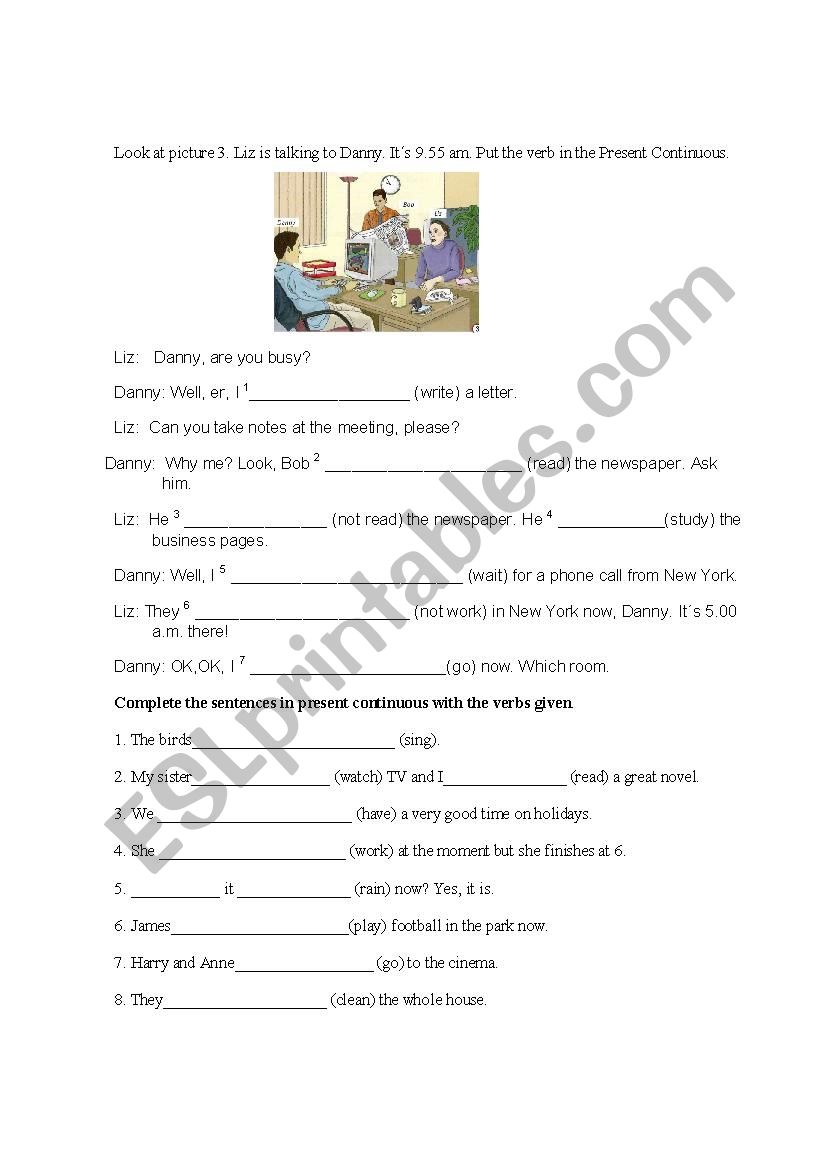 Present continous worksheet