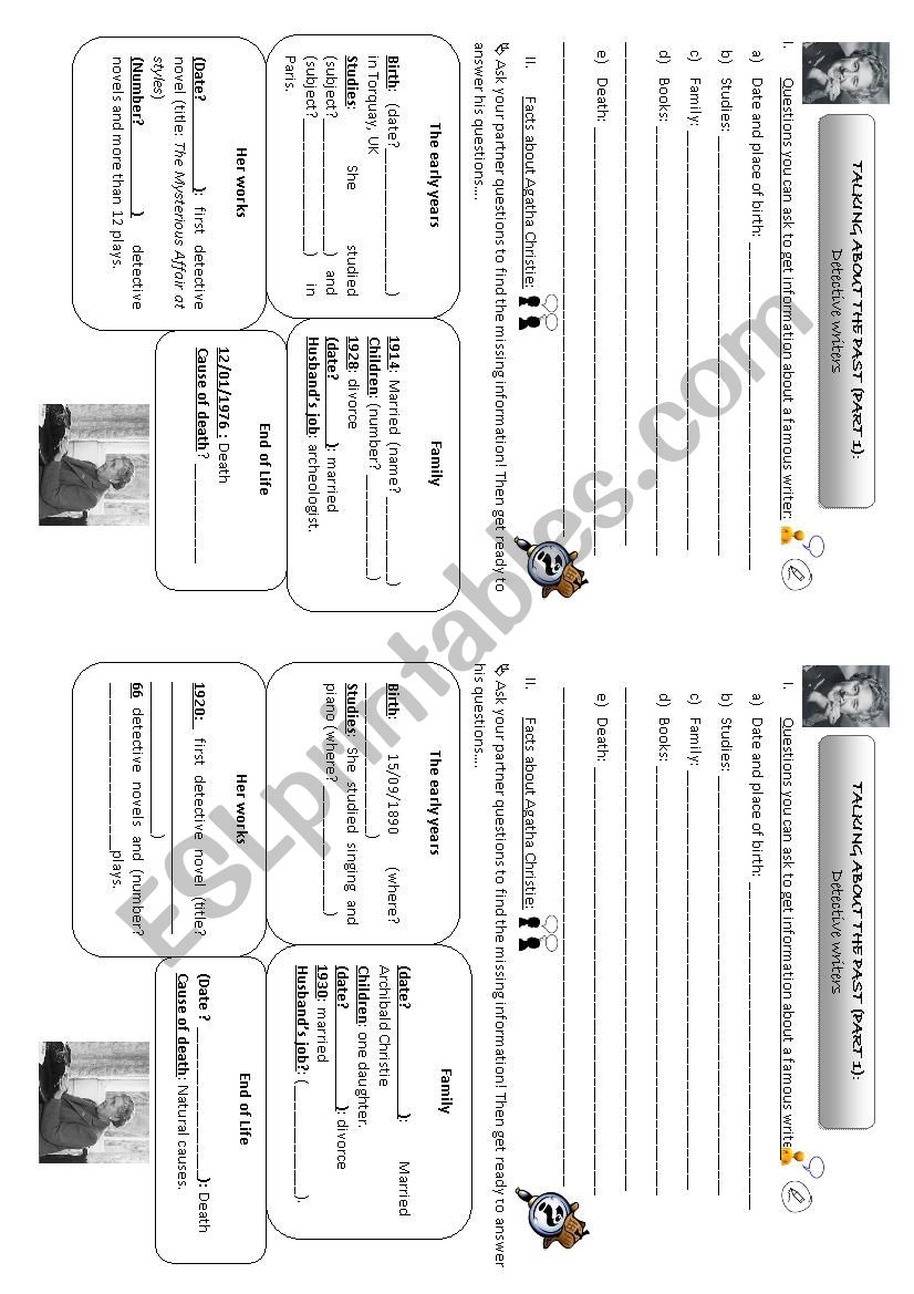 pairwork : Agatha Christie worksheet