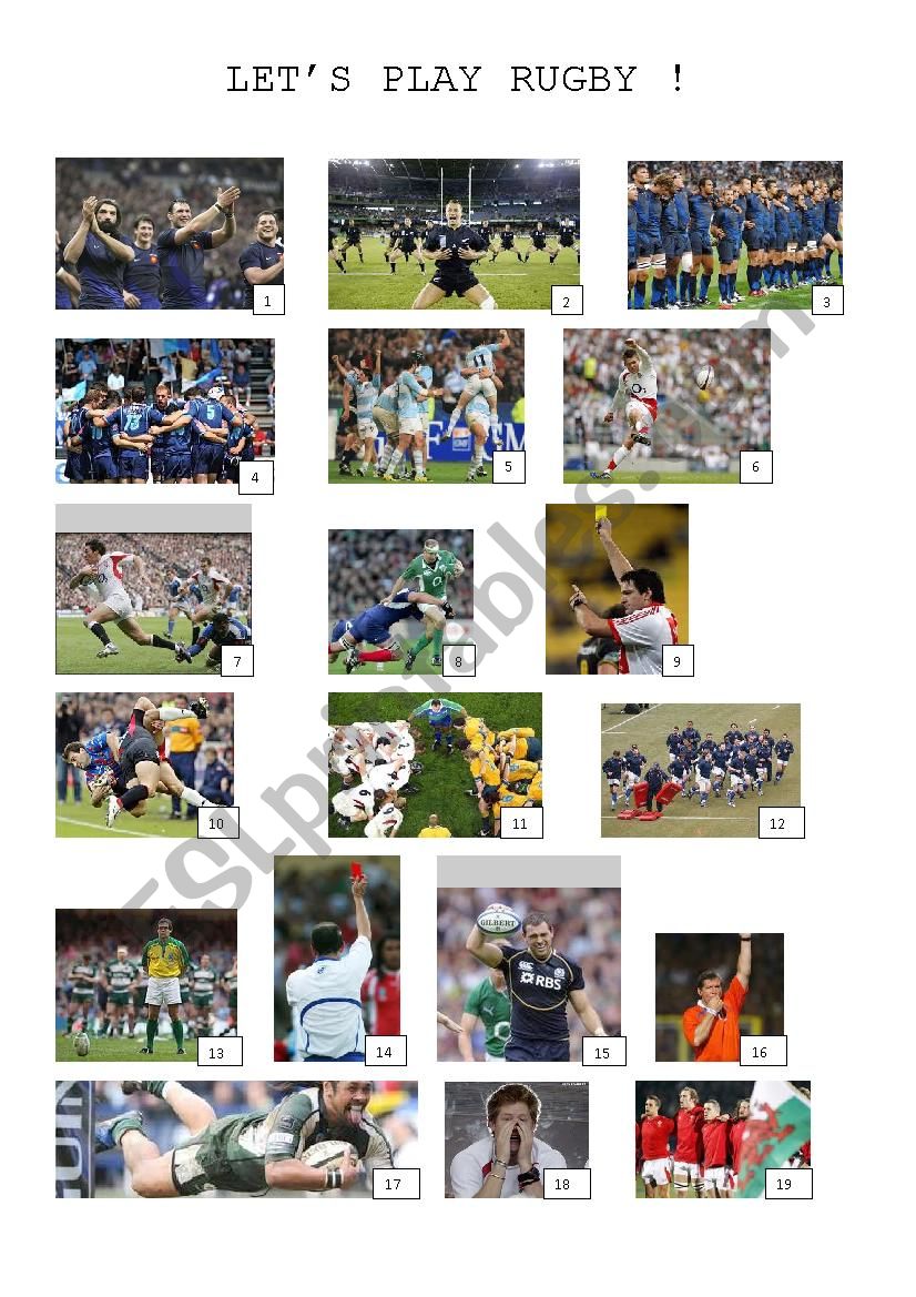 Describing rugby players! worksheet