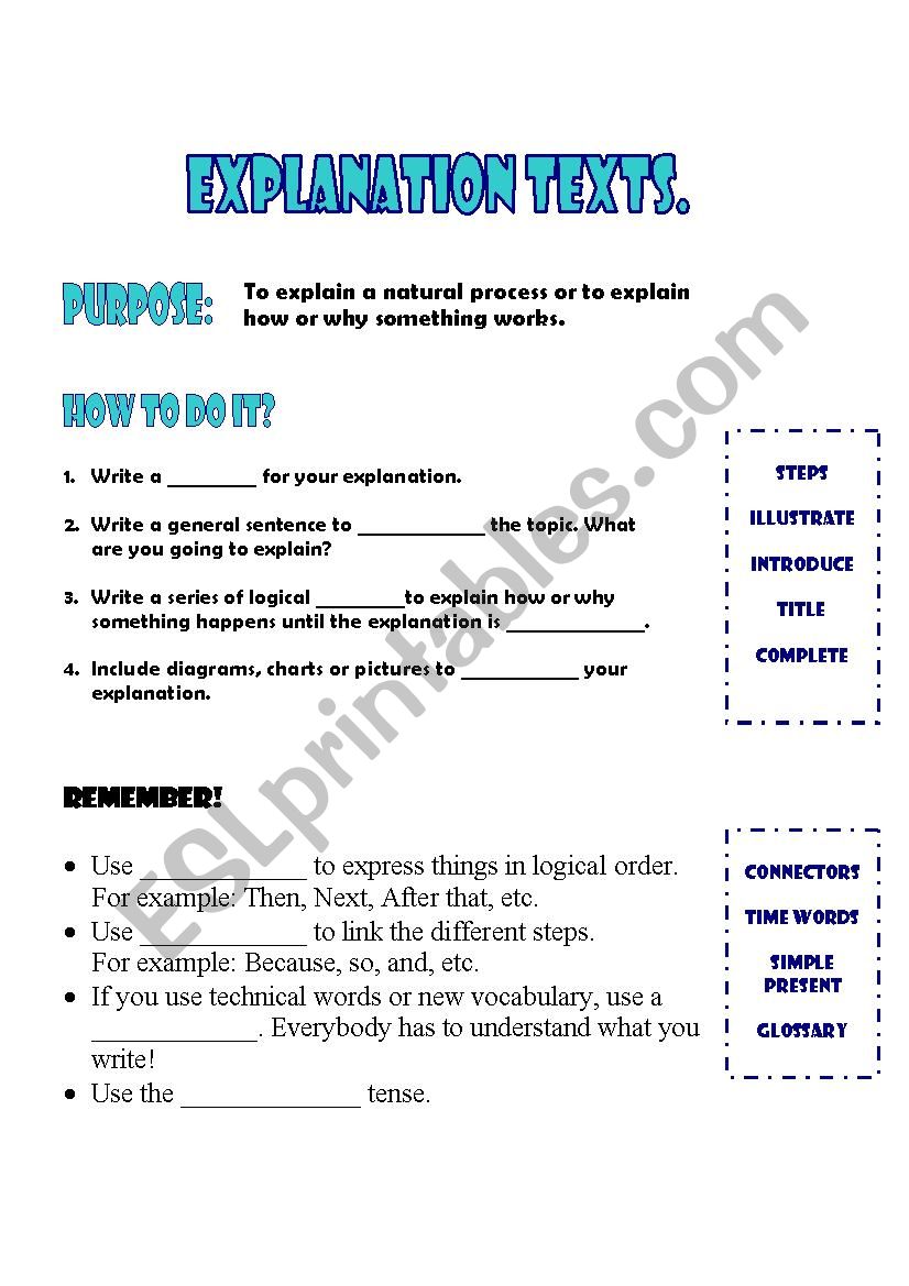 WRITING AN INFORMATION TEXT worksheet