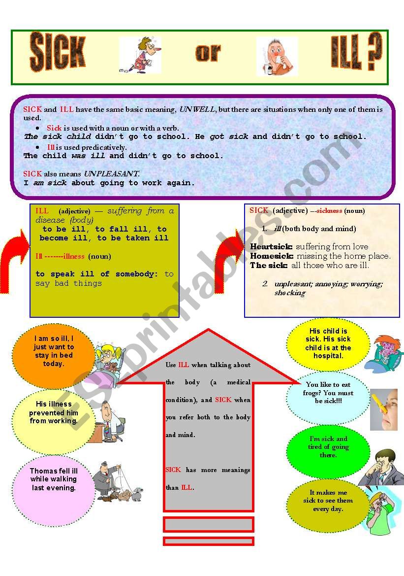 SICK or ILL? worksheet