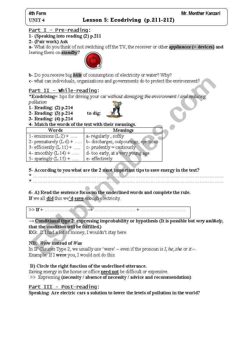 lesson5: Ecodriving worksheet