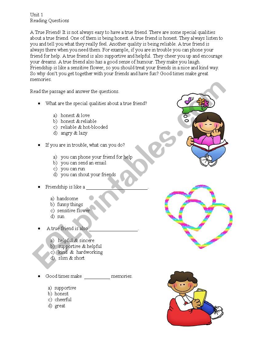 Reading Activity worksheet