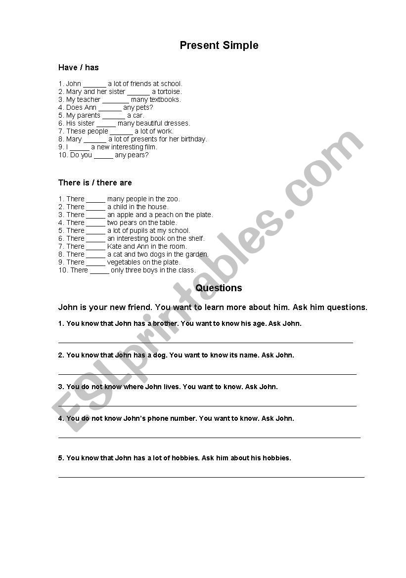 Present Simple worksheet