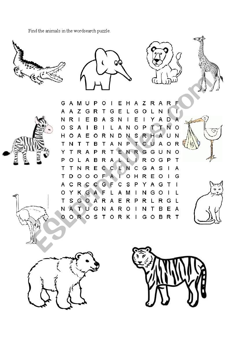 Animal Wordsearch Puzzle  worksheet