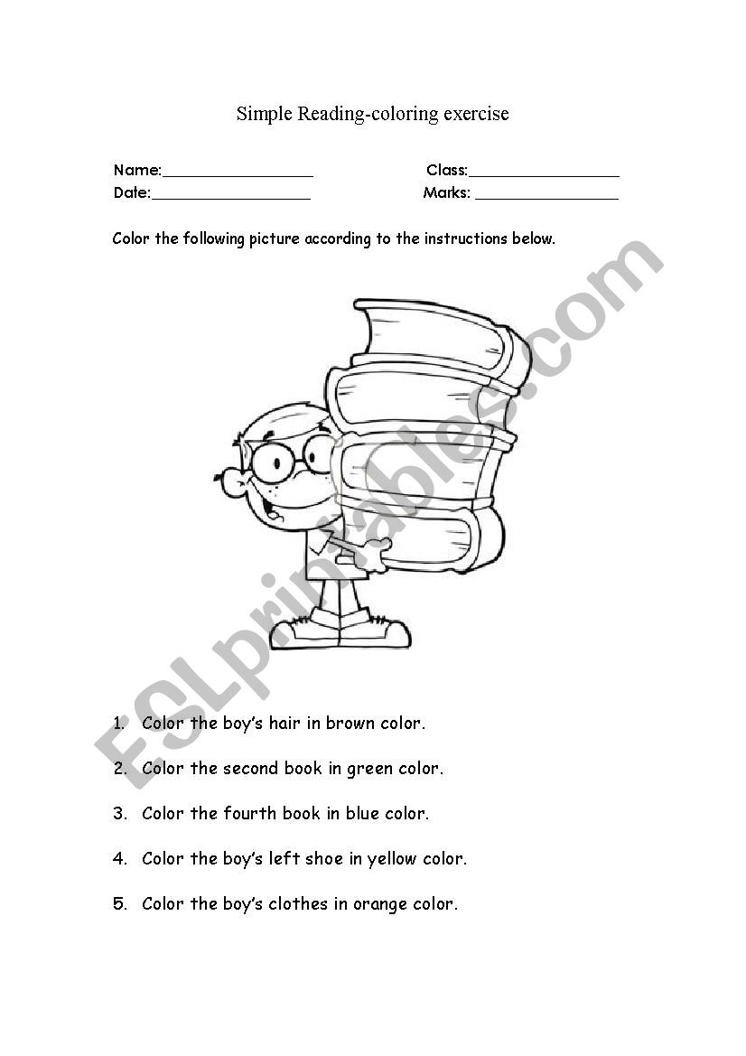 Simple Reading-Coloring excercise