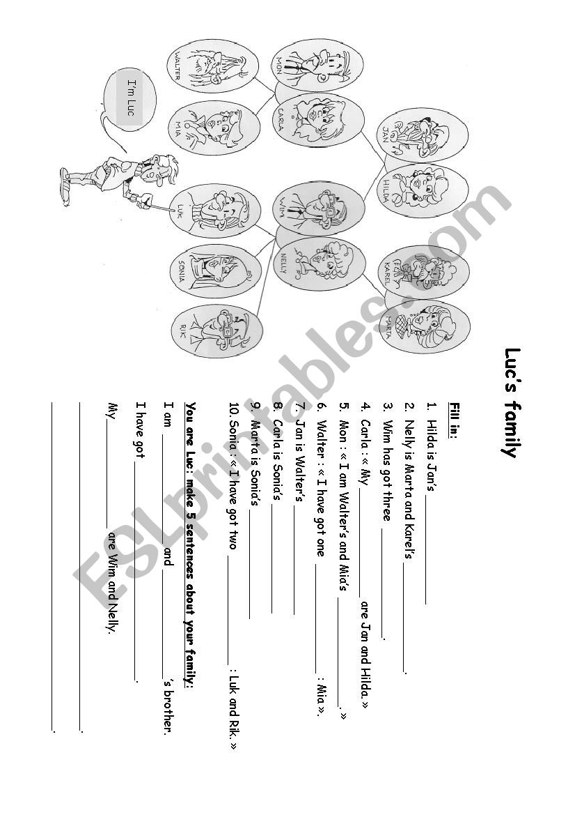 Lucs family worksheet