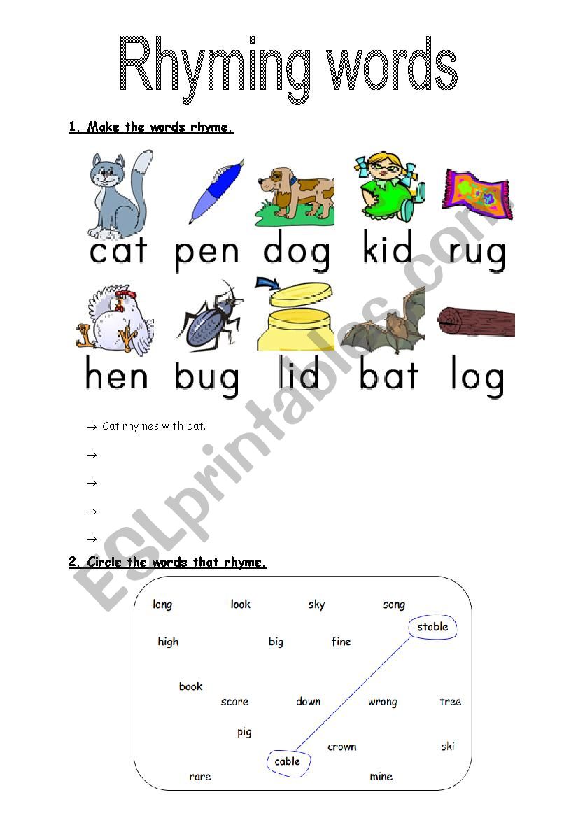 Rhyming words worksheet