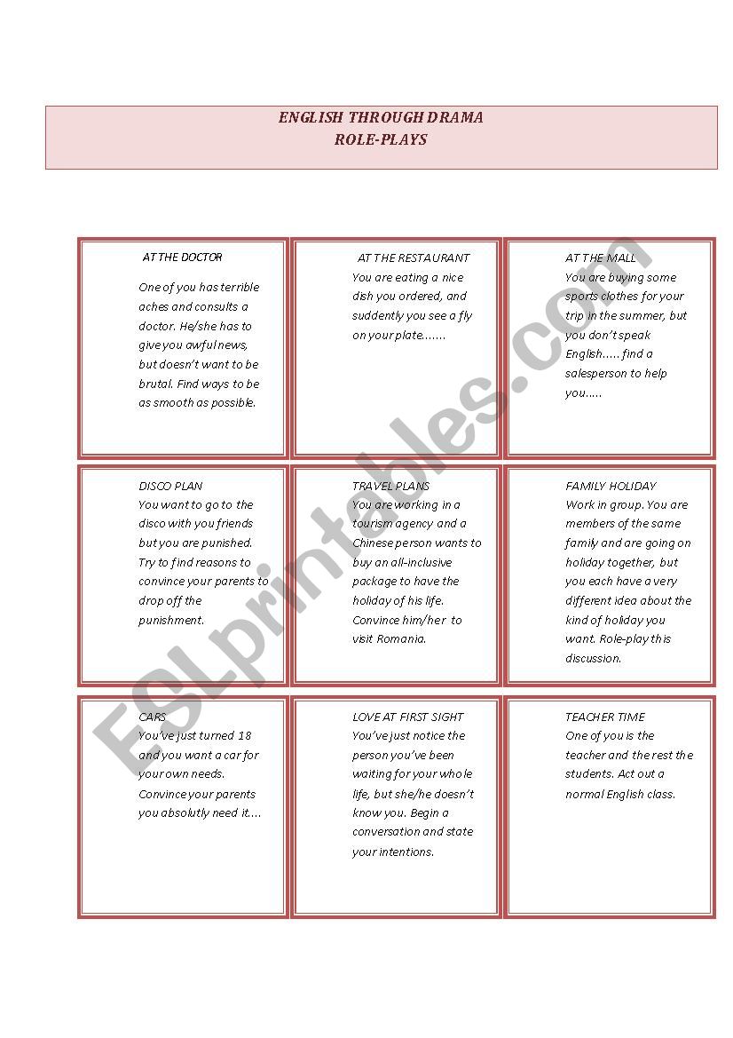 role-plays ENGLISH THROUGH DRAMA