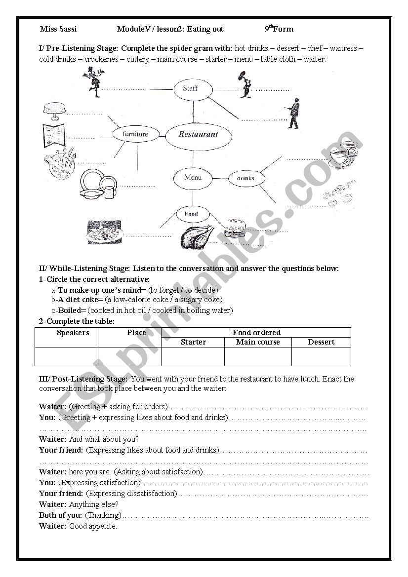 Eating Out worksheet