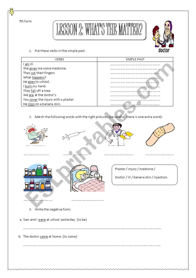 WHATS THE MATTER? worksheet