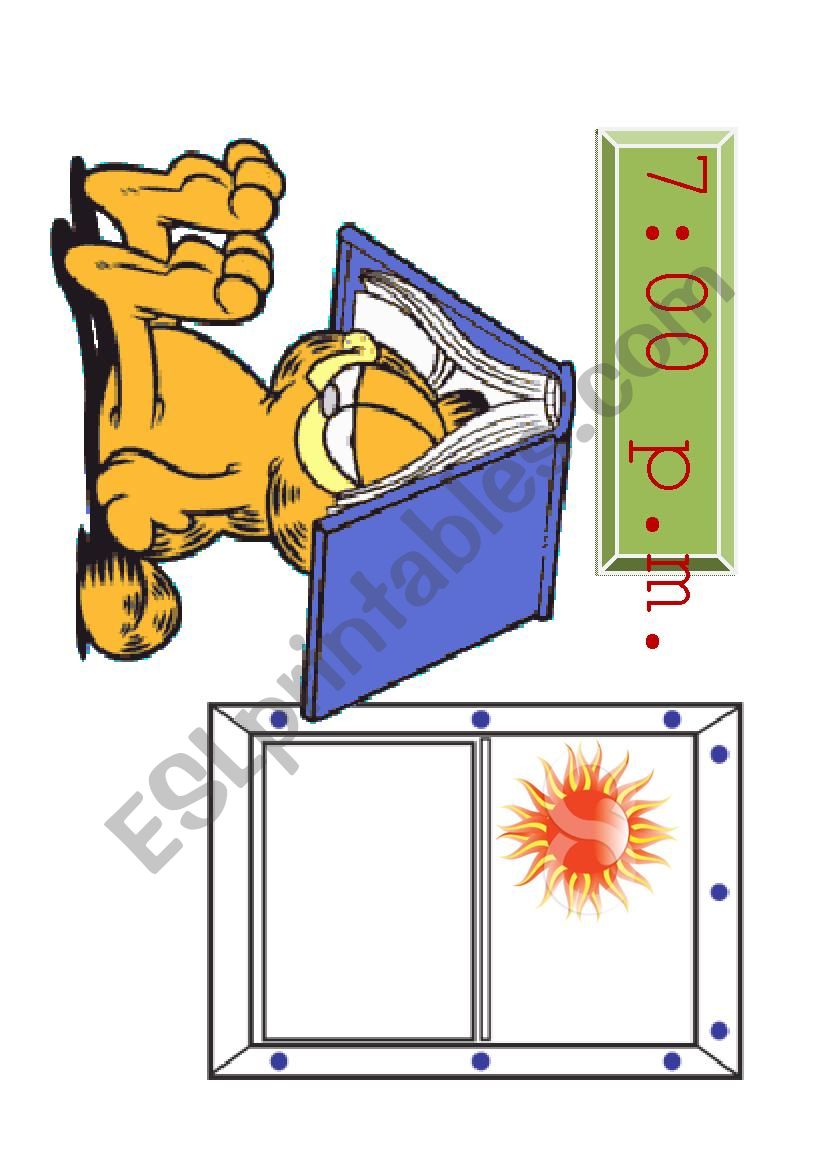 Garfield - flashcards for time and present continuous