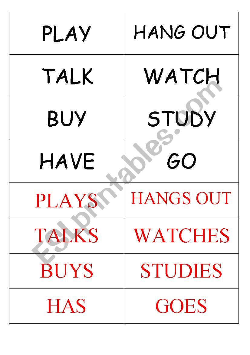 Simple Present - Cards worksheet