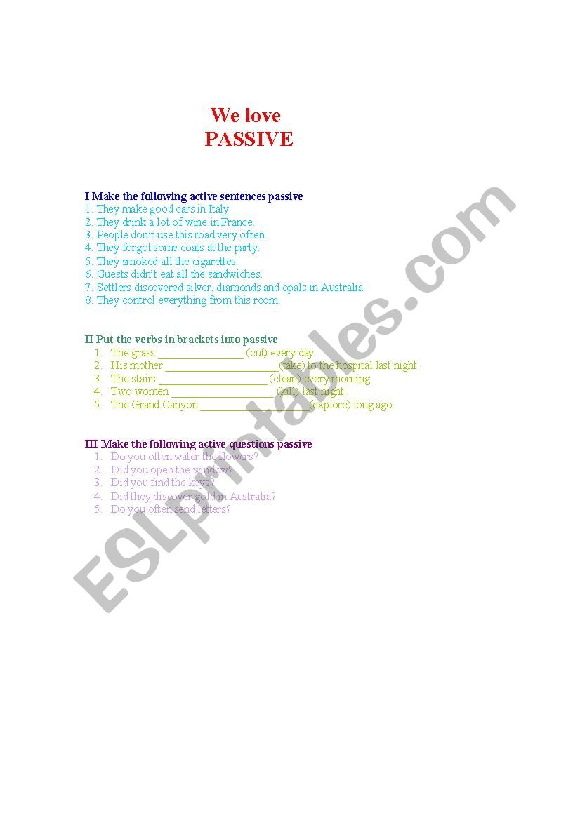 We love PASSIVE worksheet