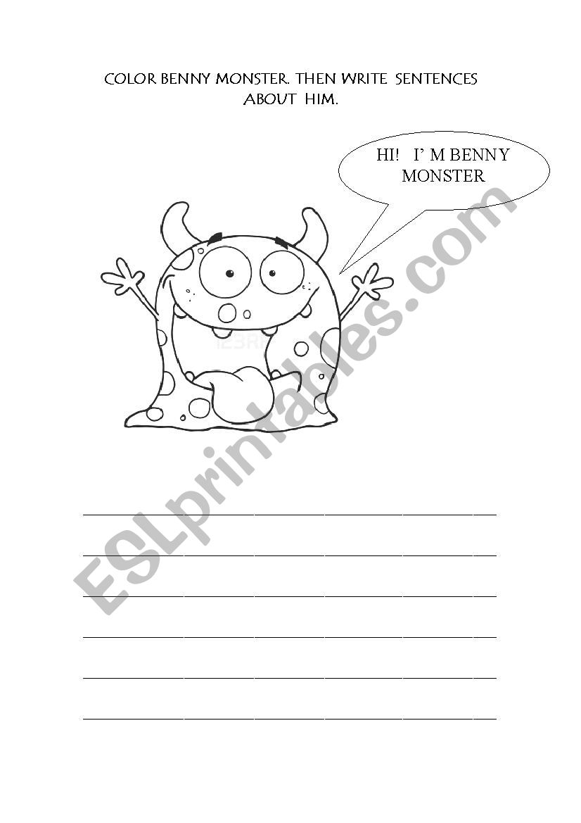 color Benny Mopnster! worksheet