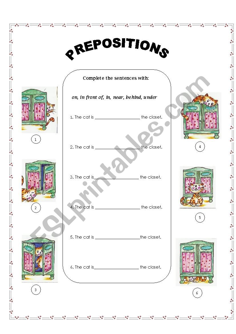 Prepositions of Place worksheet