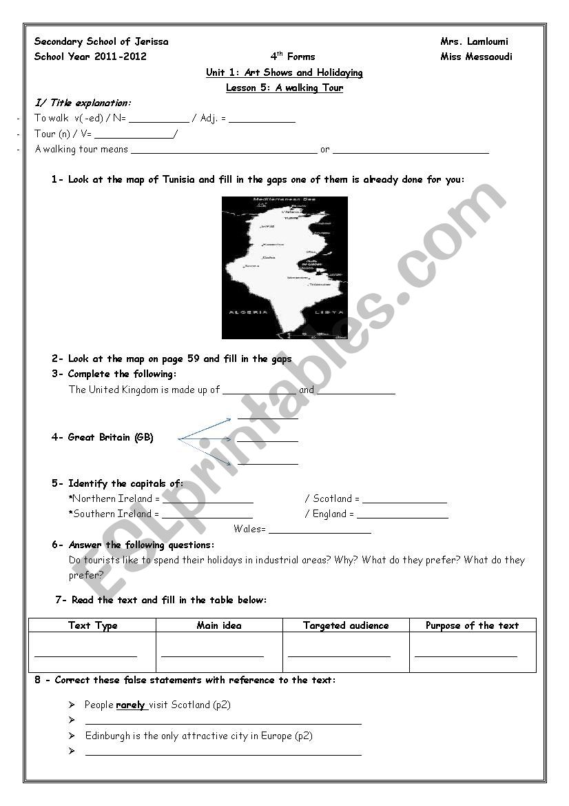 Unit  1 Holidaying  worksheet