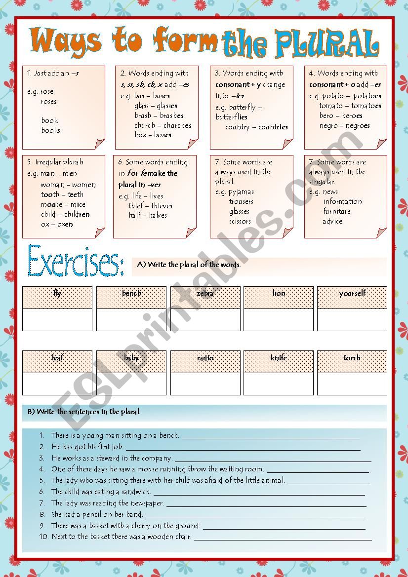 Ways to form the PLURAL worksheet