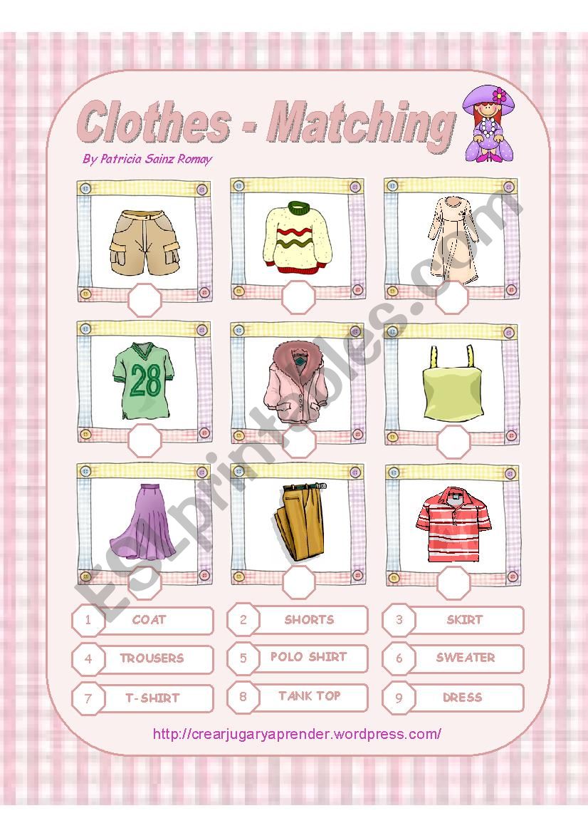 CLOTHES - MATCHING worksheet
