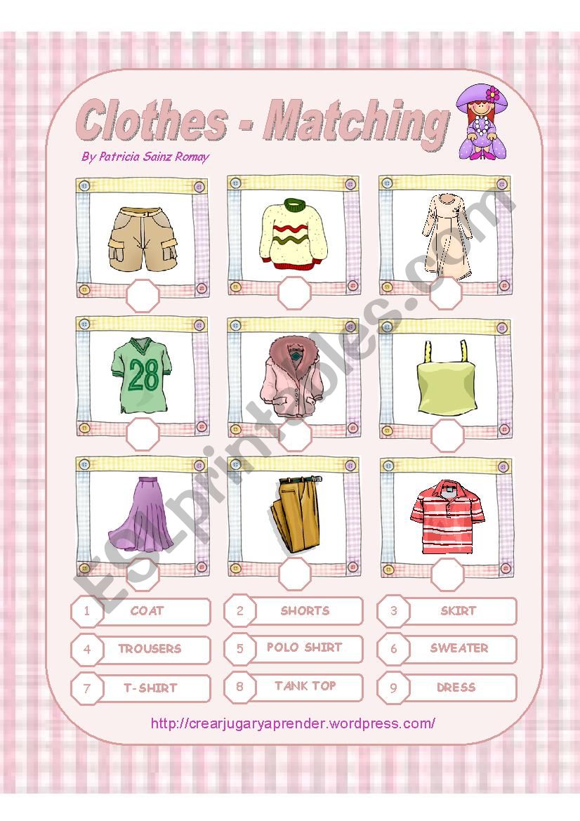 CLOTHES - MATCHING worksheet