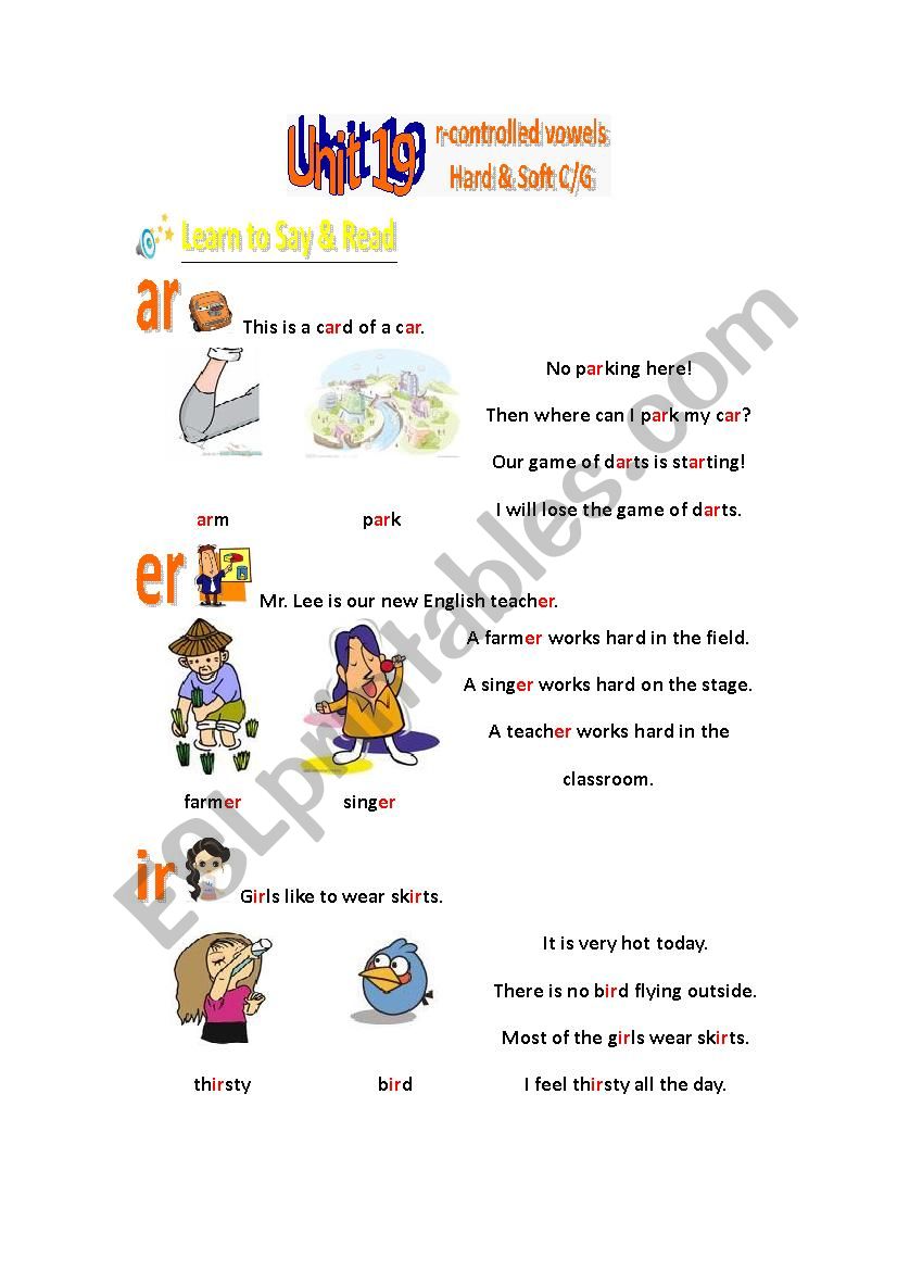 A Series of Phonics Printables Unit 19 1/2