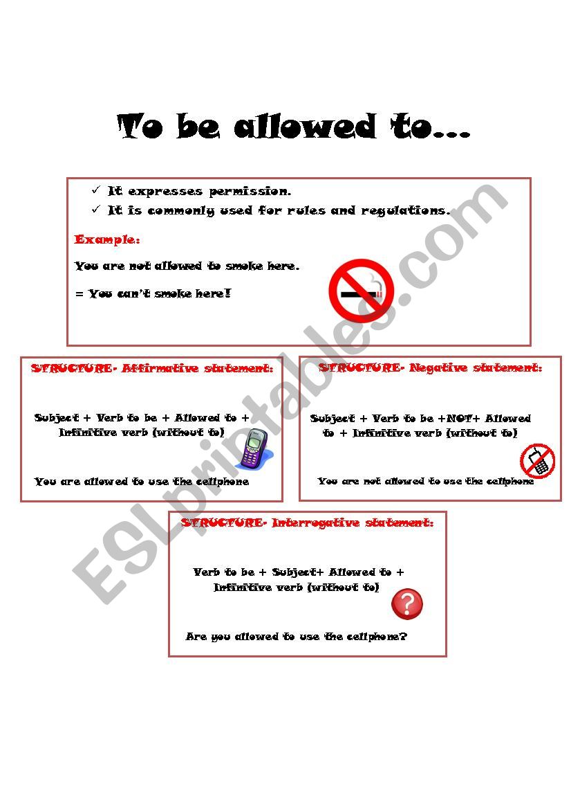 English worksheets: To be allowed to