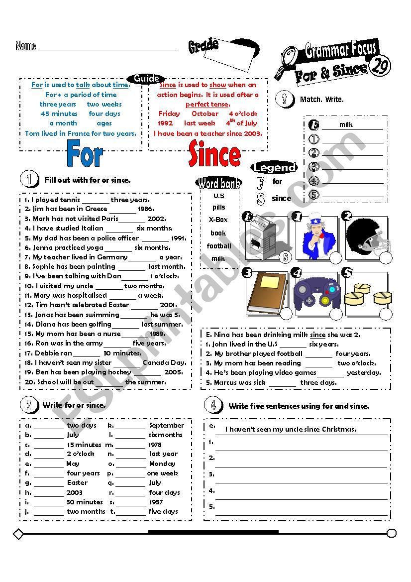 Grammar Focus Series_29_FOR & SINCE (Fully Editable + Key)